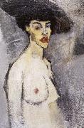 Amedeo Modigliani Female nude with hat Sweden oil painting artist